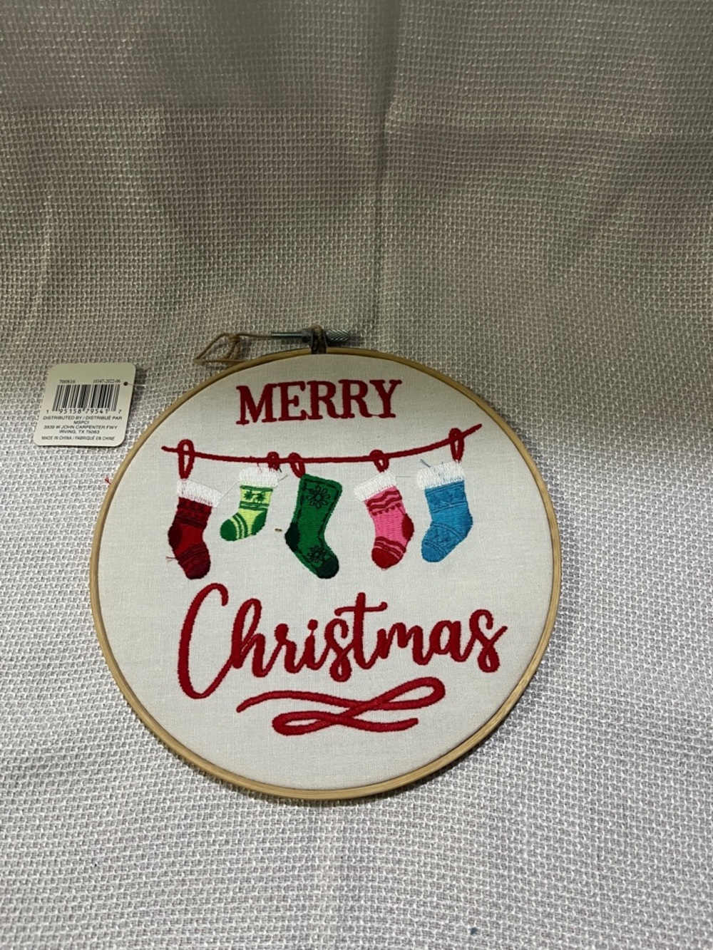 Ashland Merry Christmas Hoop with Colorful Stockings